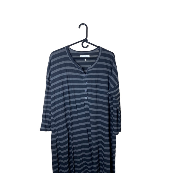 The GREAT. The Long Sleeve Knotted Henley Dress Striped sz 1 = Small - Picture 3 of 9